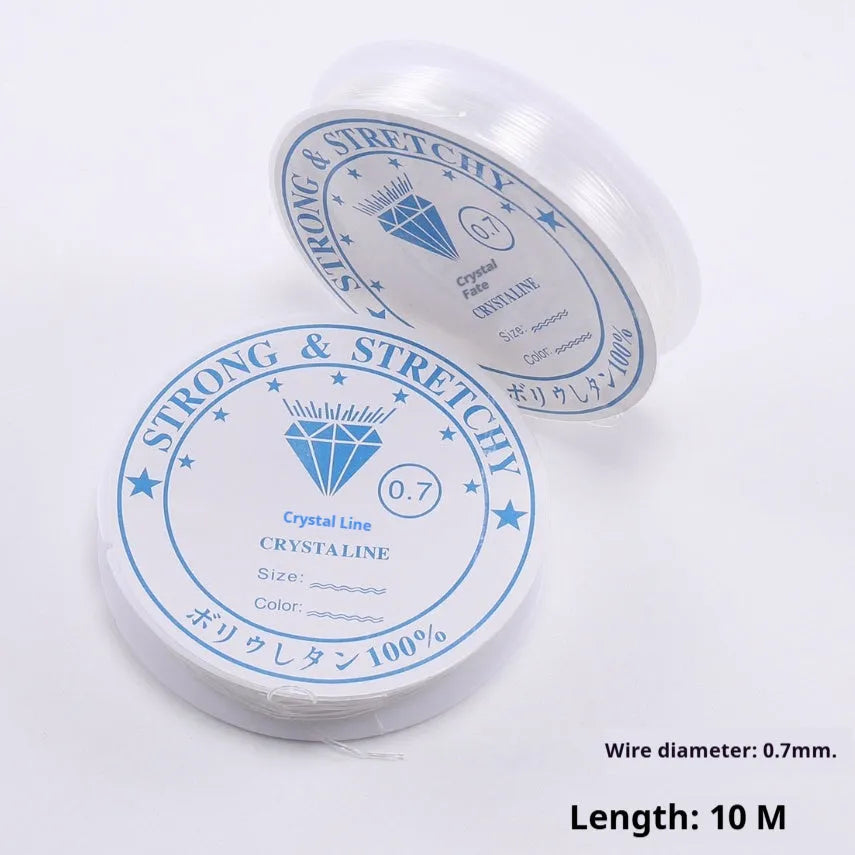 Spool of transparent white elastic fishing line for DIY jewellery and craft projects