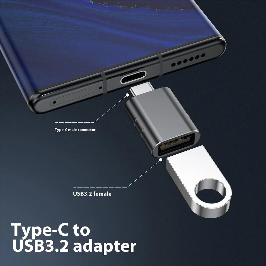 Zinc alloy USB-C to USB-C data and charging converter adapter in multiple colours.