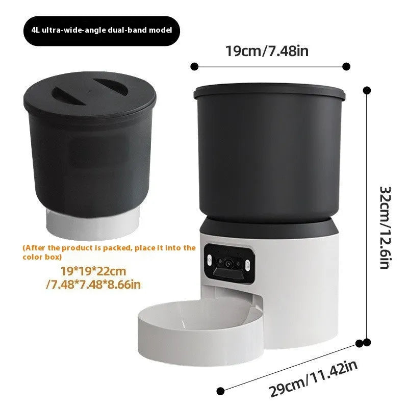 4 litre smart pet feeder with automatic timing and remote monitoring options for cats and dogs