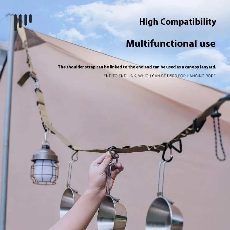 130cm hanging rope clothesline storage belt in black or khaki colour with adjustable clasp closure