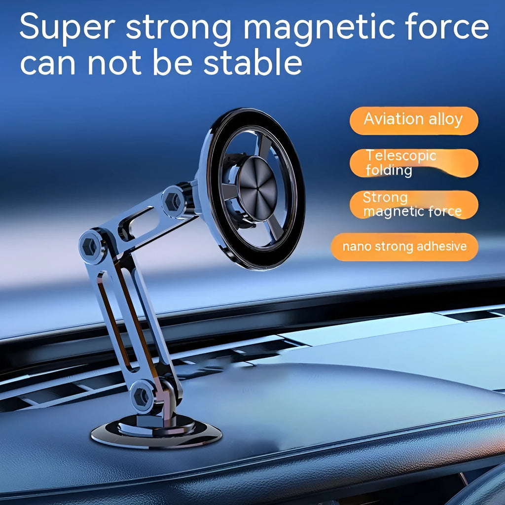 All-metal magnetic car phone holder in black, silver, gold, and rose gold colours with magnetic rings