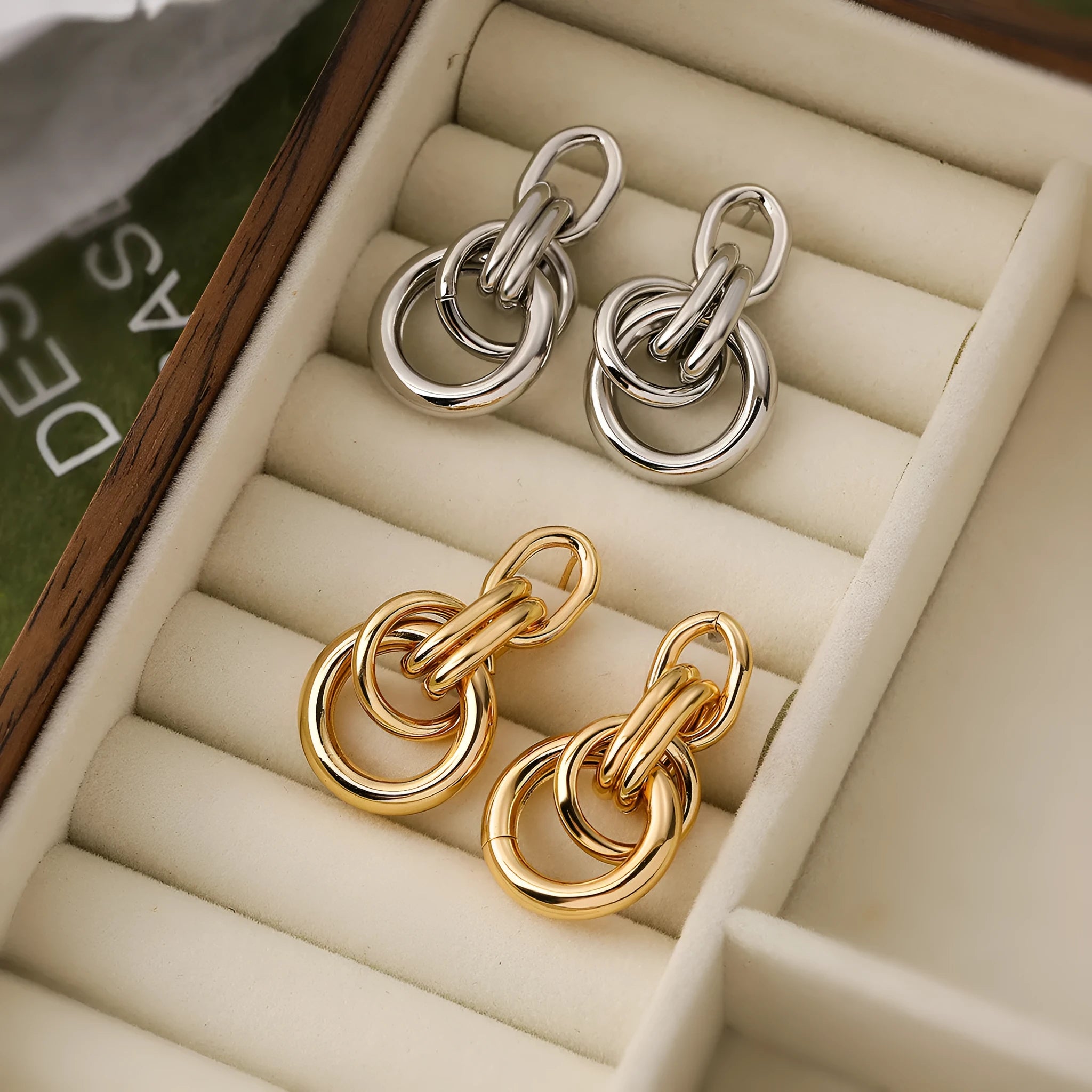 Gold geometric earrings for women with irregular copper shape and simple wild style