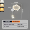 White cloud and five-pointed star children's wall mounted LED night light with three colour settings.