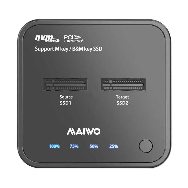 MAIWO K3016 M.2 solid state hard drive dock copier with data cables and power adapter