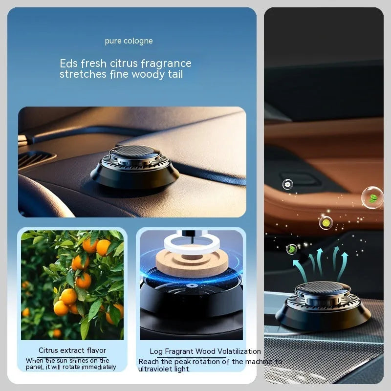 Black plastic solar car ornament with dragon or ocean design, 84mm on dashboard.