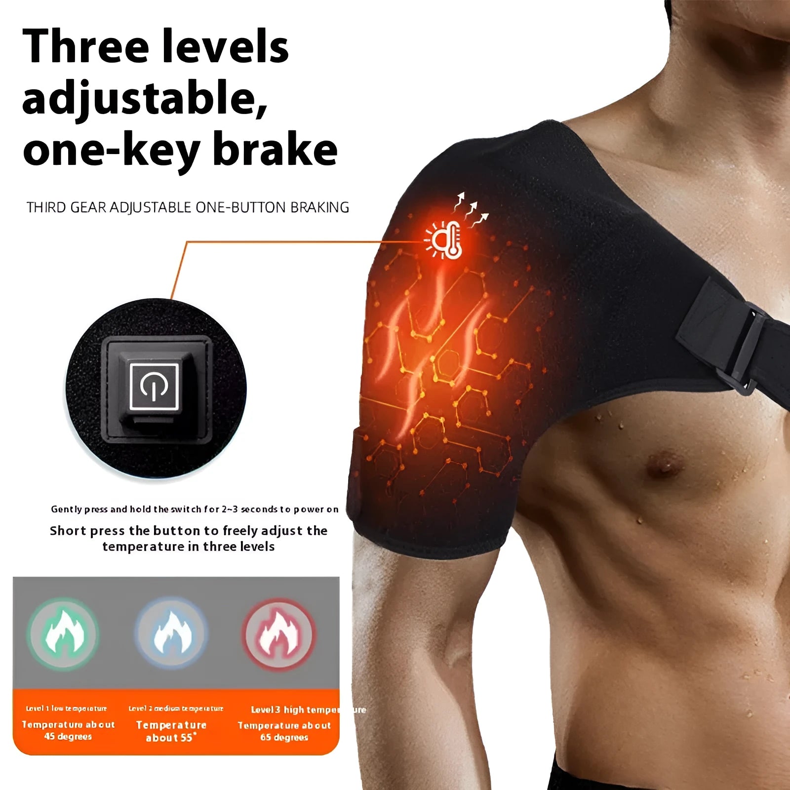 Electric heating shoulder pad with USB connection showing heating padded shoulder design