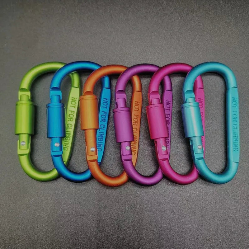 Aluminium D-shaped climbing carabiner with twist lock gate in a selection of colours