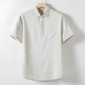 Men's linen t-shirt with loose lapels and short sleeves in hemp blend fabric