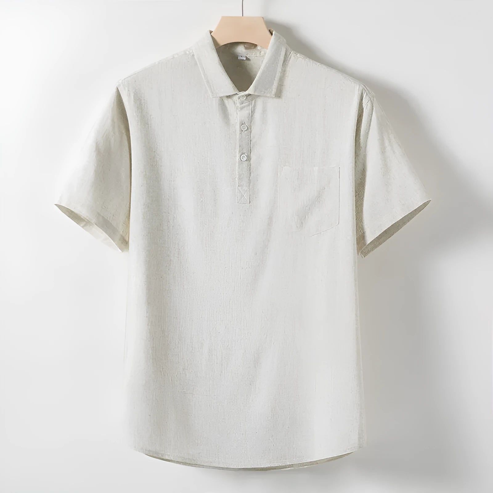 Men's linen t-shirt with loose lapels and short sleeves in hemp blend fabric