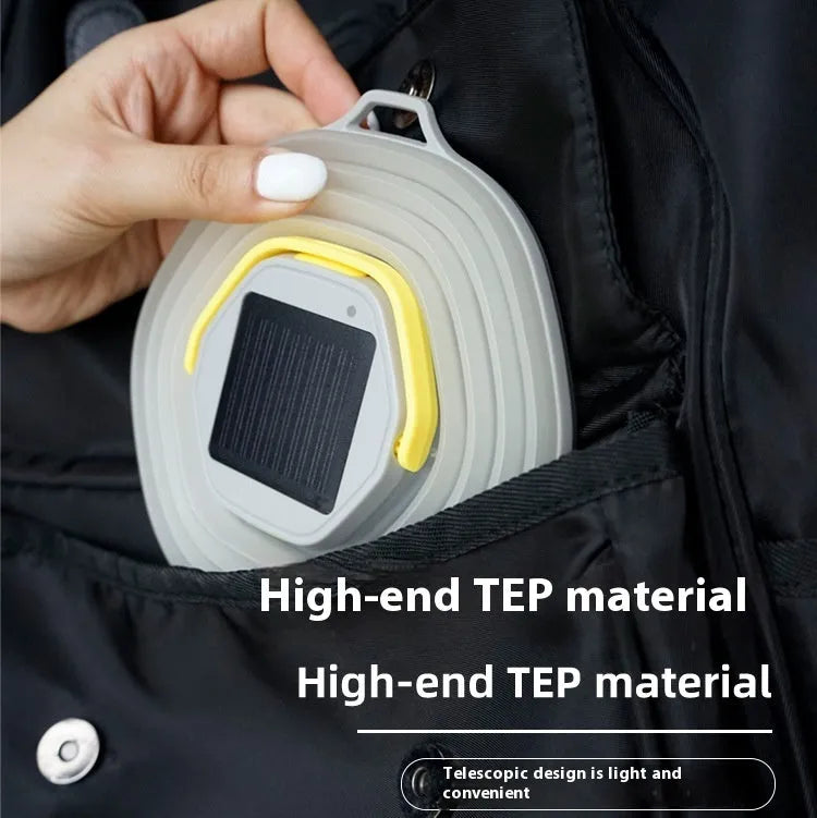 White rechargeable camping lamp with single-key switch for tent and outdoor lighting