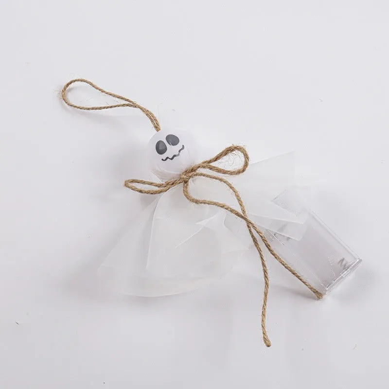 Halloween ghost LED lighting chain with battery box and colourful ghost-themed lights