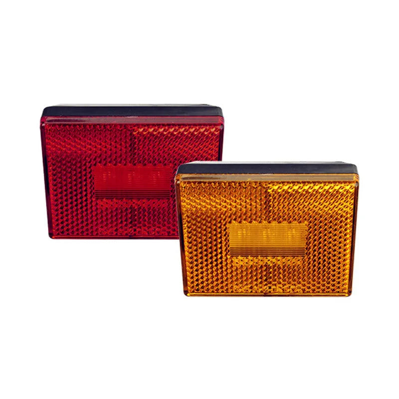 Red or yellow LED trailer side clearance lamp with transparent cover and 19cm wire