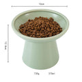 Ceramic elevated cat food bowl with wide shallow 16cm design in blue colour