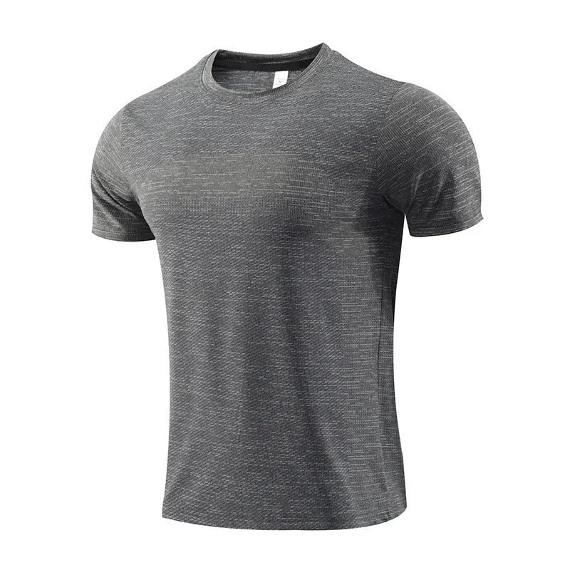 Men's short sleeve polyester sports T-shirt for running and basketball in various colours.