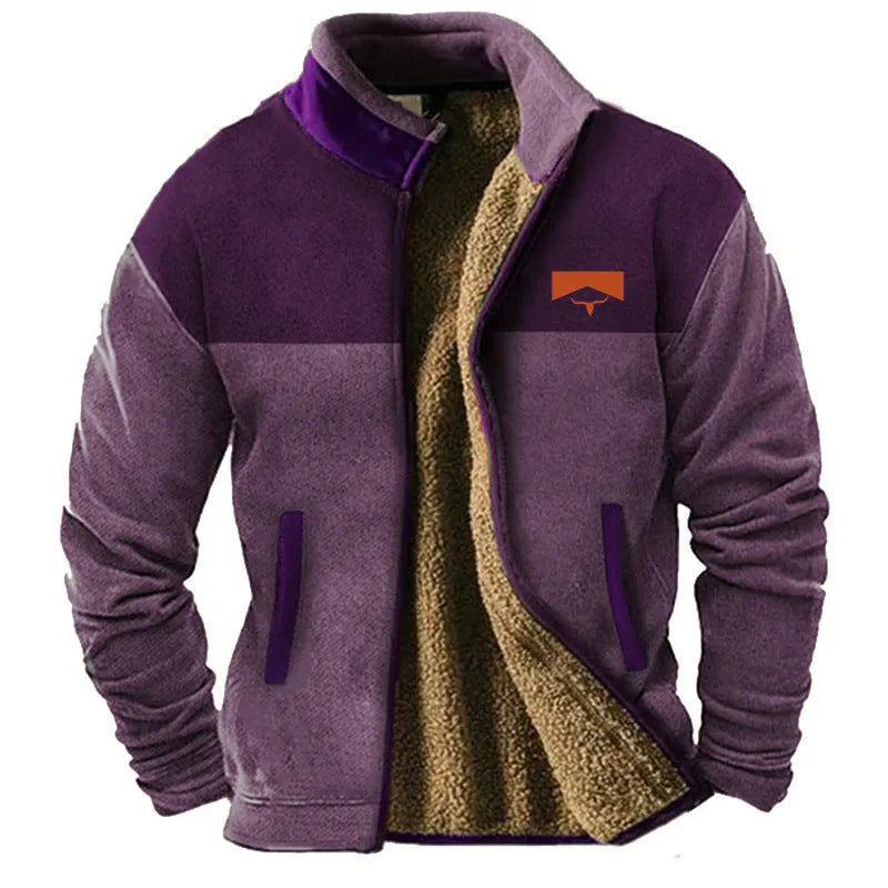 Men's polyester fleece padded coat in regular length with Asian sizing from S to 5XL
