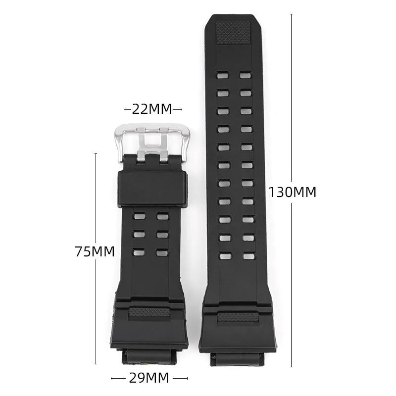 Camouflage pattern TPU rubber watch strap with a silver buckle.