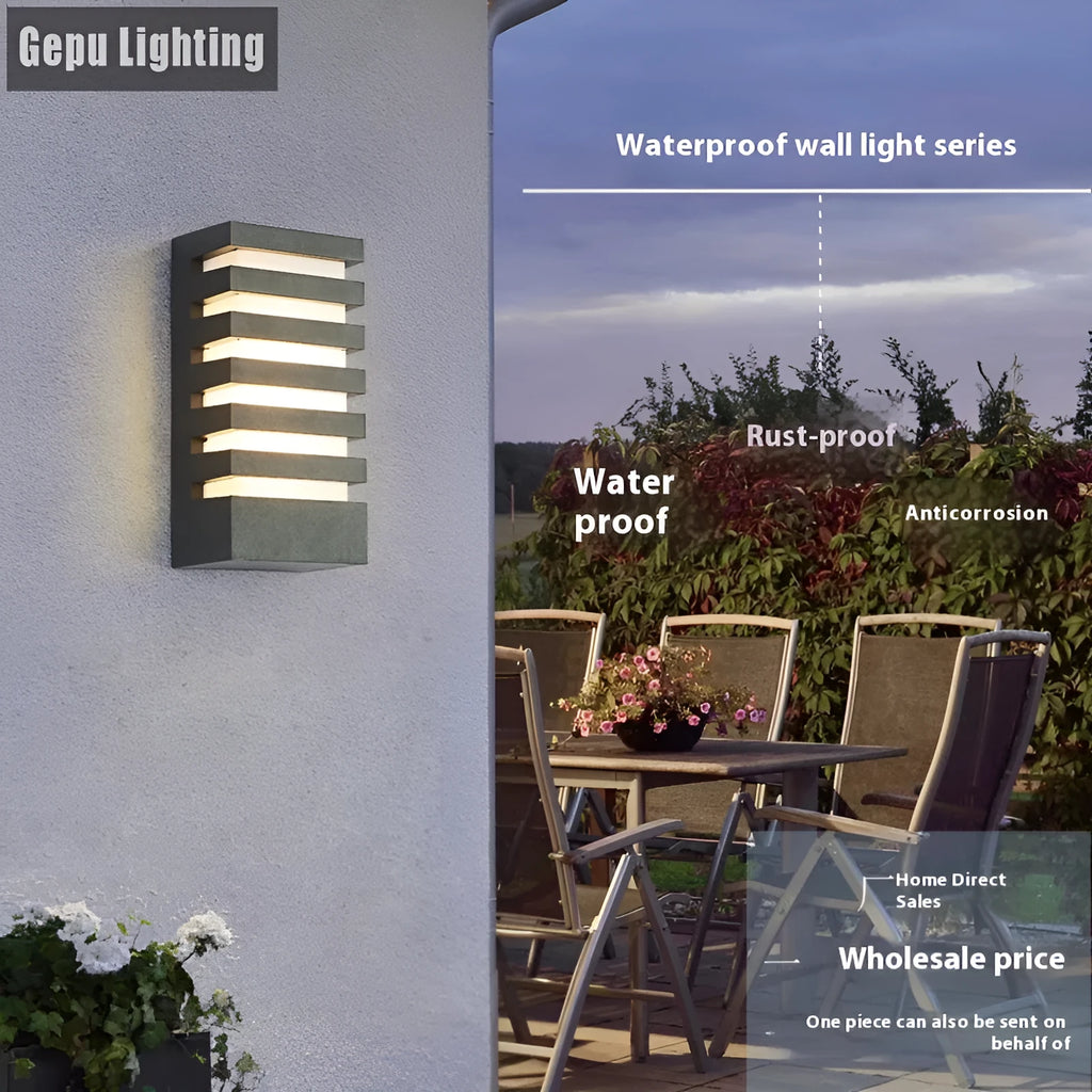 Modern minimalist aluminium outdoor wall lamp with IP55 waterproof rating