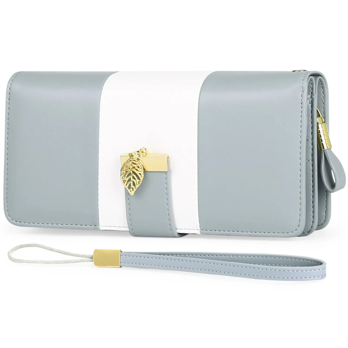 RFID protected anti-theft clutch handbag in PU leather with lock, shown in midnight black colour