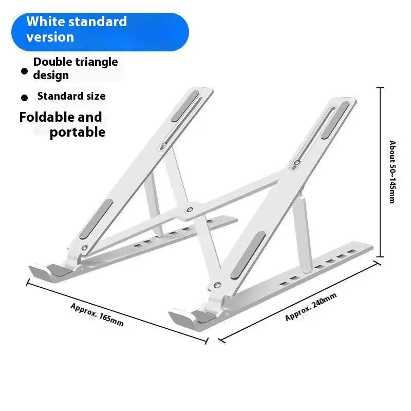 Aluminium folding laptop stand with silicone padding in black colour