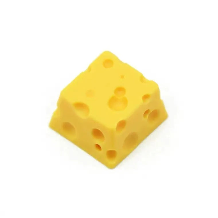 Resin cheese key cap for mechanical keyboards with yellow decorative cheese wedge design