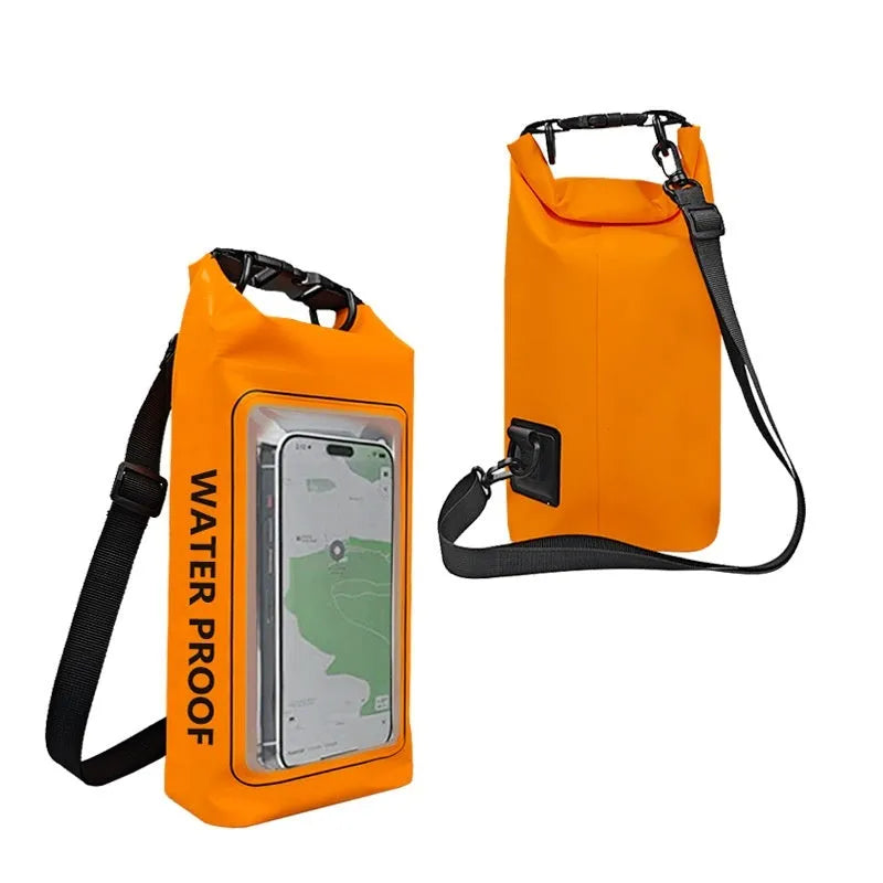 2L waterproof crossbody phone bag made of 500D PVC mesh in black for swimming and diving