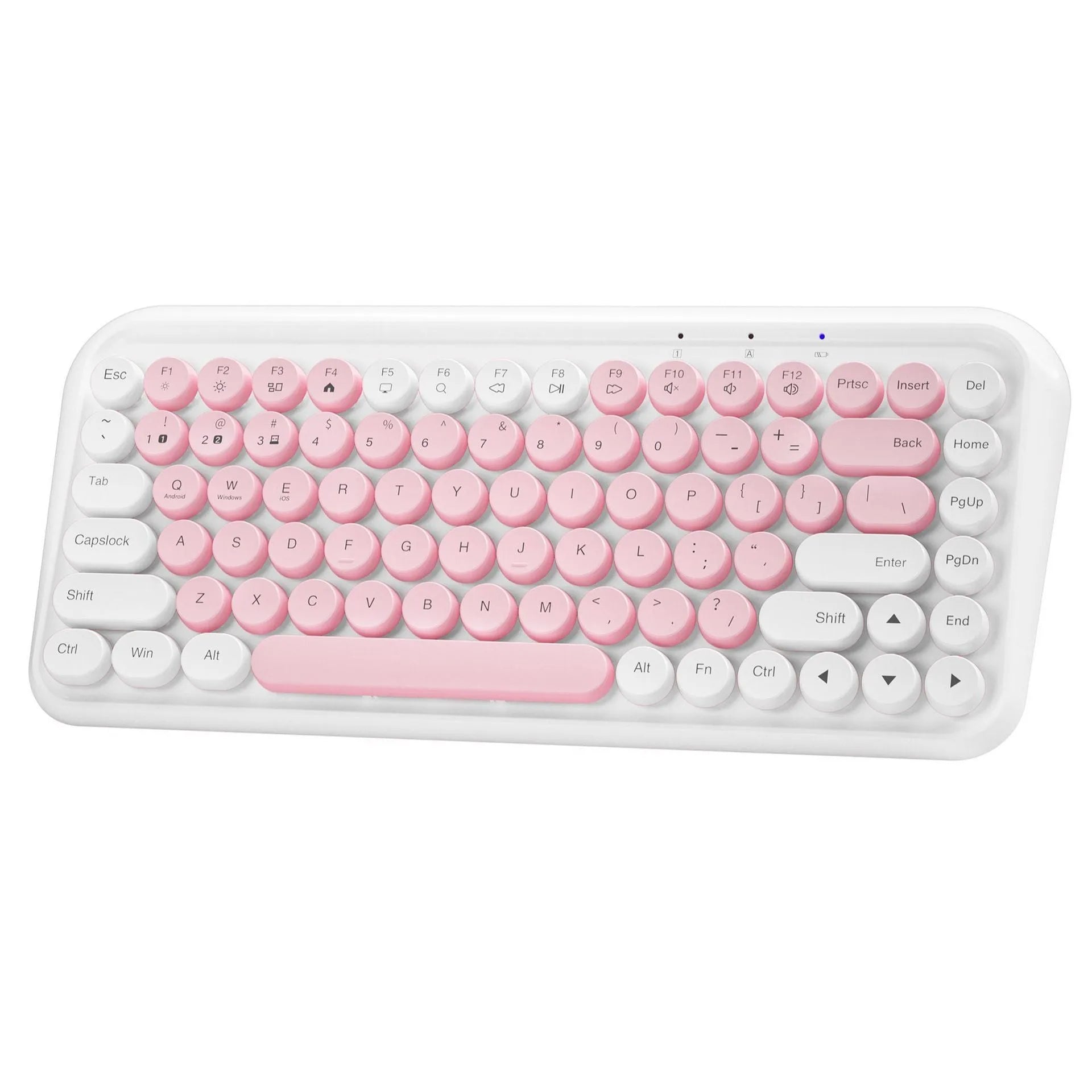 Pink dual-mode Bluetooth portable keyboard with silent keys and compact design