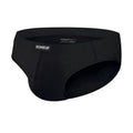 Men's solid colour low-waist briefs in white, black, or pink with seamless construction