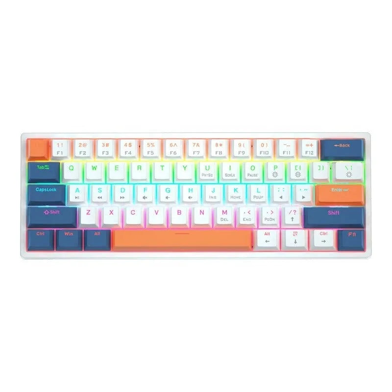 Small bluish black mechanical keyboard with 61 keys and hot-swap switch sockets