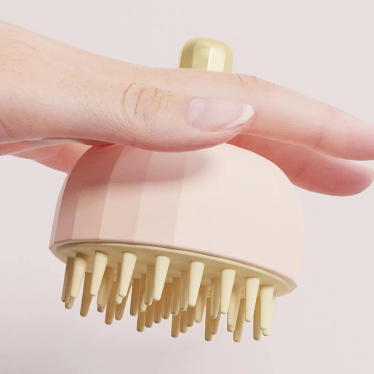 Green pet bath massage brush with silicone bristles and drainage holes