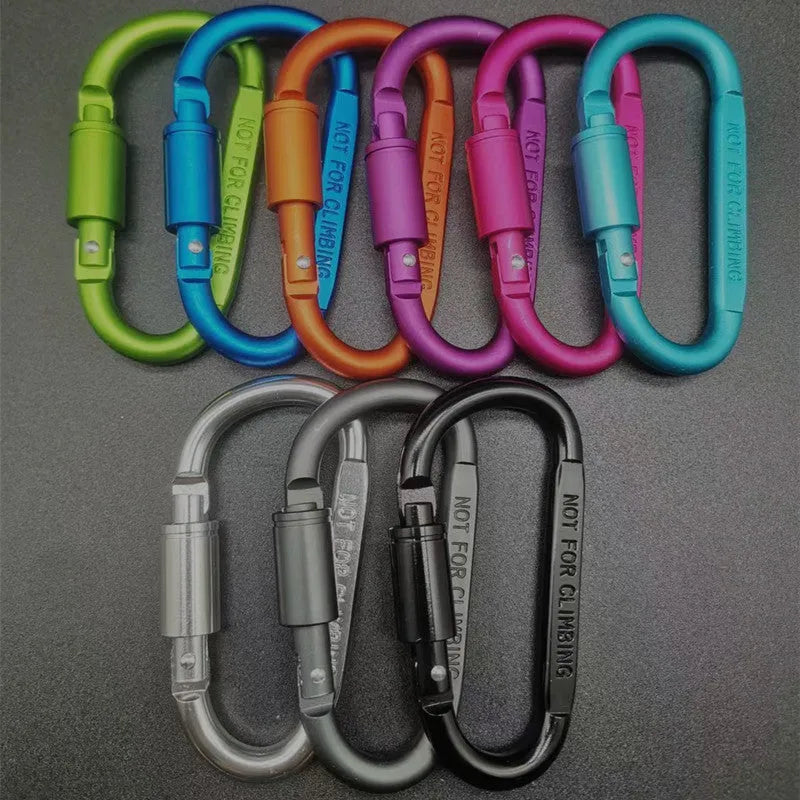Aluminium D-shaped climbing carabiner with twist lock gate in a selection of colours