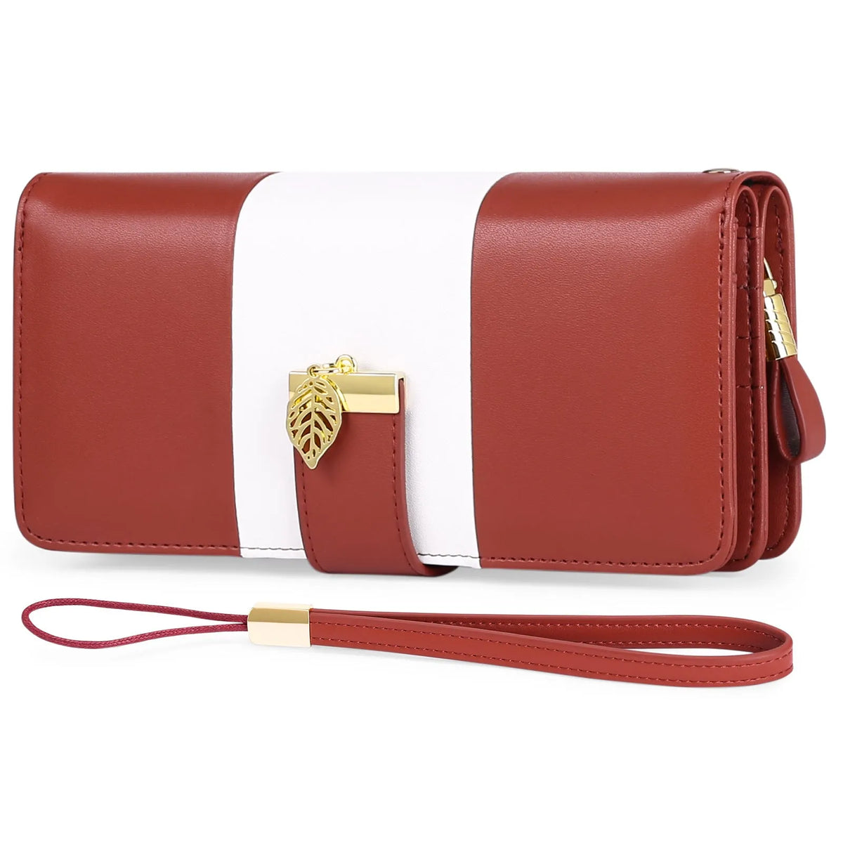 RFID protected anti-theft clutch handbag in PU leather with lock, shown in midnight black colour