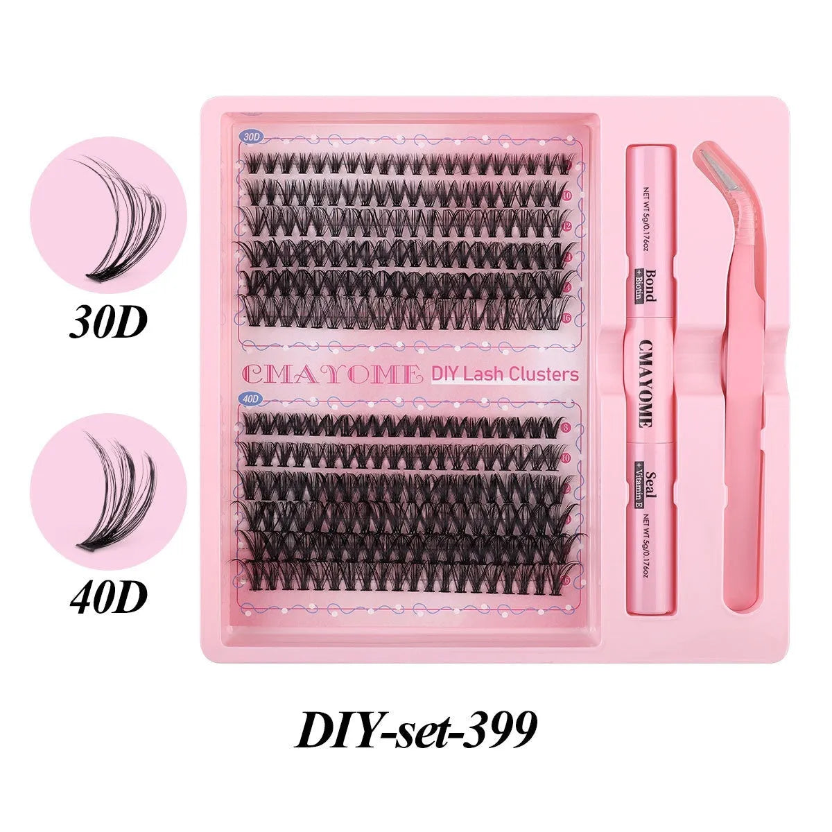 DIY single cluster false eyelashes set with artificial fibre clusters for custom lash application