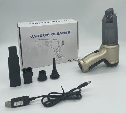 Brushless gold style three-in-one cordless car vacuum cleaner with wireless charging dock.