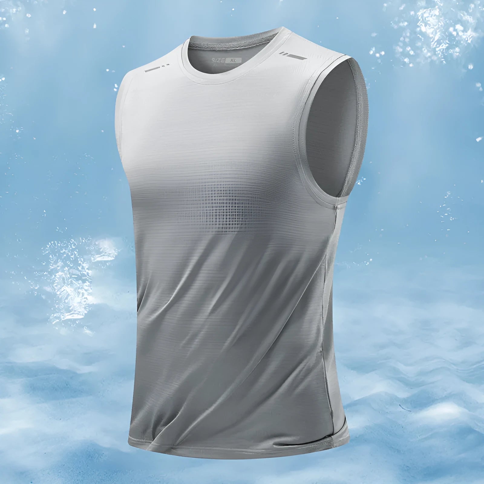 Men's loose fit sleeveless waistcoat vest in a bamboo polyester blend, shown in multiple colours.