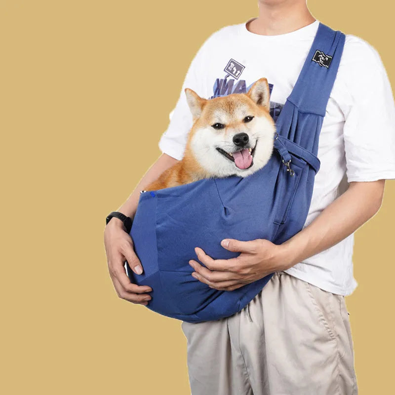Folding cat messenger backpack in a large capacity breathable design for pet transport.