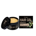 100 ml bottle of Moroccan Nut Oil Setting Gel for hair styling with hyaluronic acid.