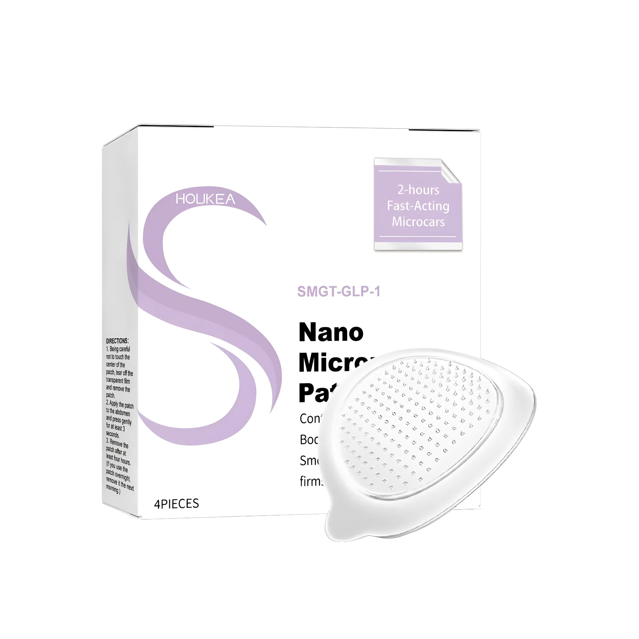4-piece nano microneedle patch pack for transdermal delivery with ginger and mugwort root extract