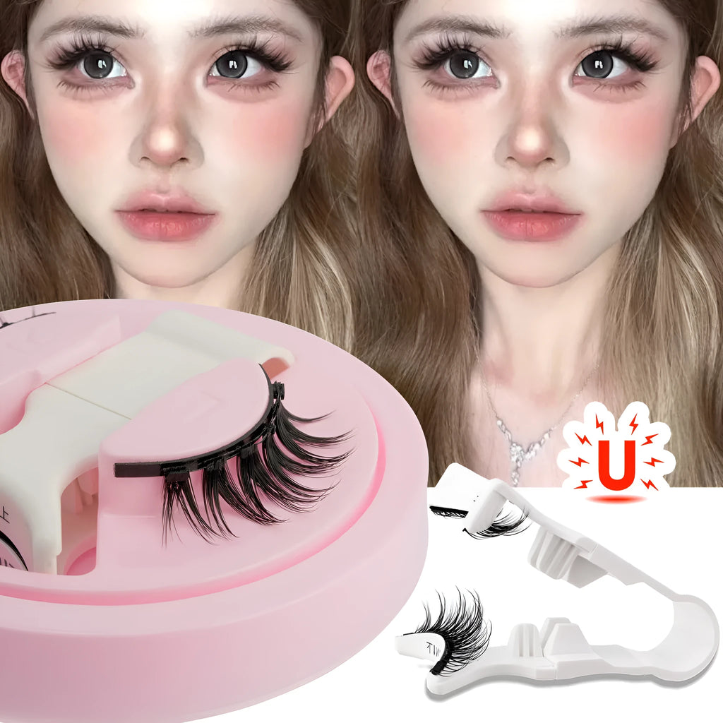 Reusable glue-free false eyelashes made of artificial fibre with natural thick style and waterproof design