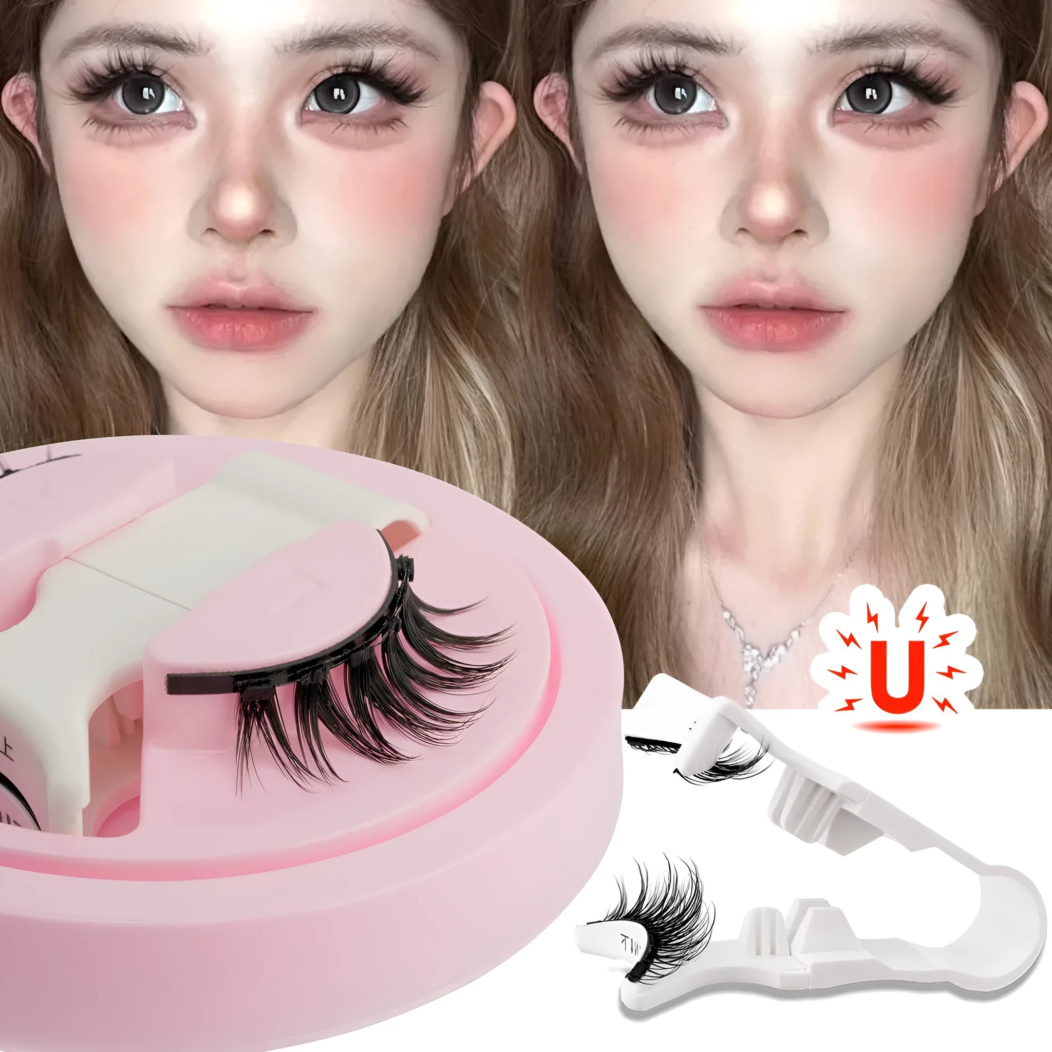 Reusable glue-free false eyelashes made of artificial fibre with natural thick style and waterproof design