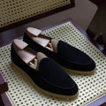 British handmade men's leather loafers in genuine cowhide with a TPR sole.
