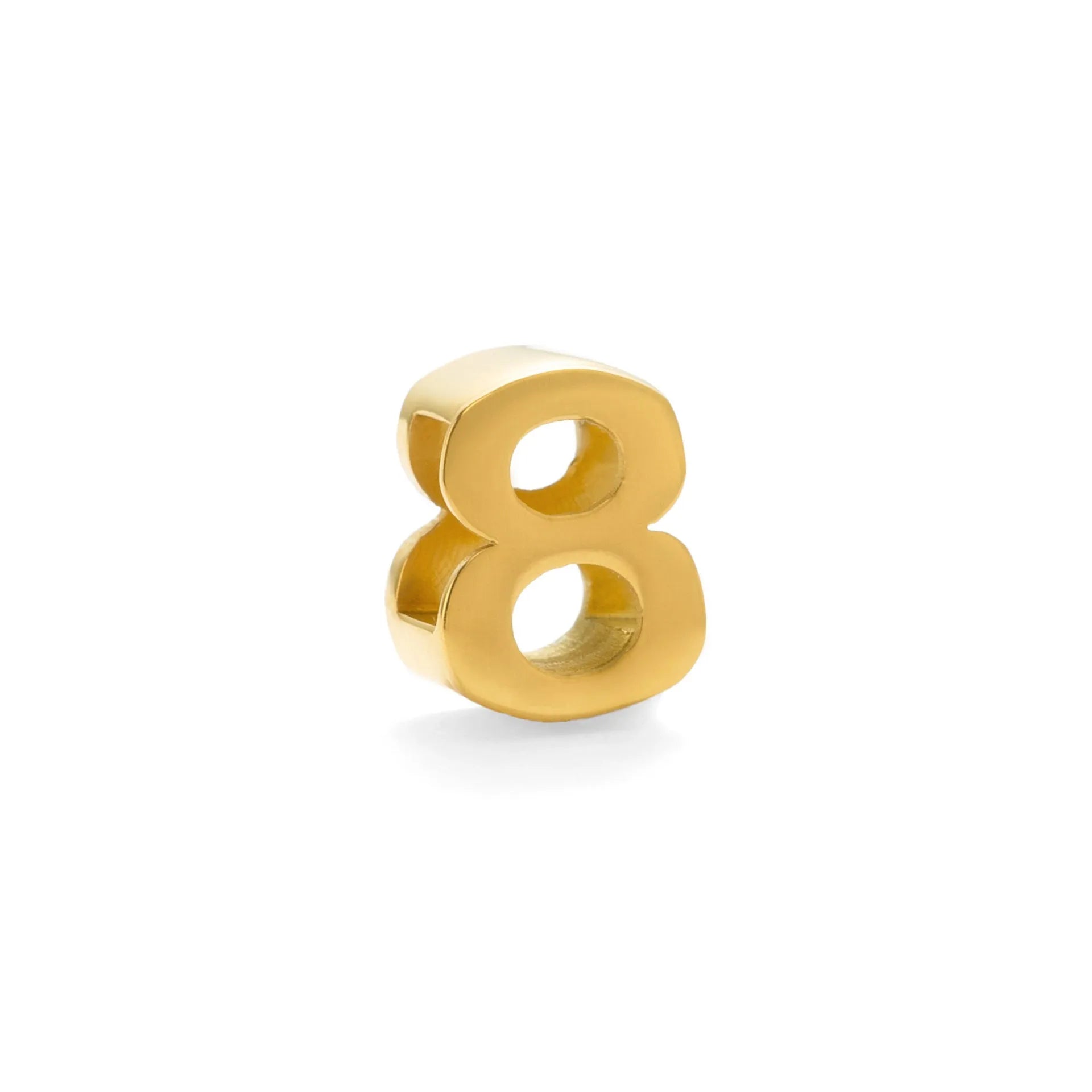 A gold and a silver titanium steel necklace with letter and number pendants on a 40.5cm chain.