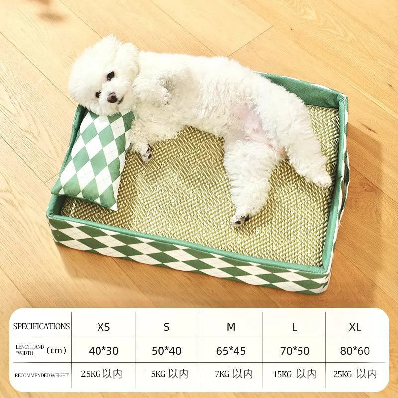 Rattan cat litter mat bed in blue colour with open-weave design for litter sifting