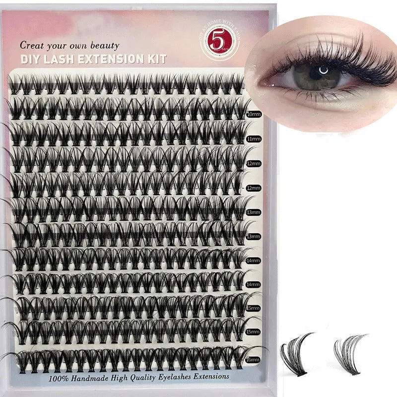 DIY cluster lashes mixed package with 30D and 40D high-grade fibre false eyelashes ranging 9-16mm with tweezers