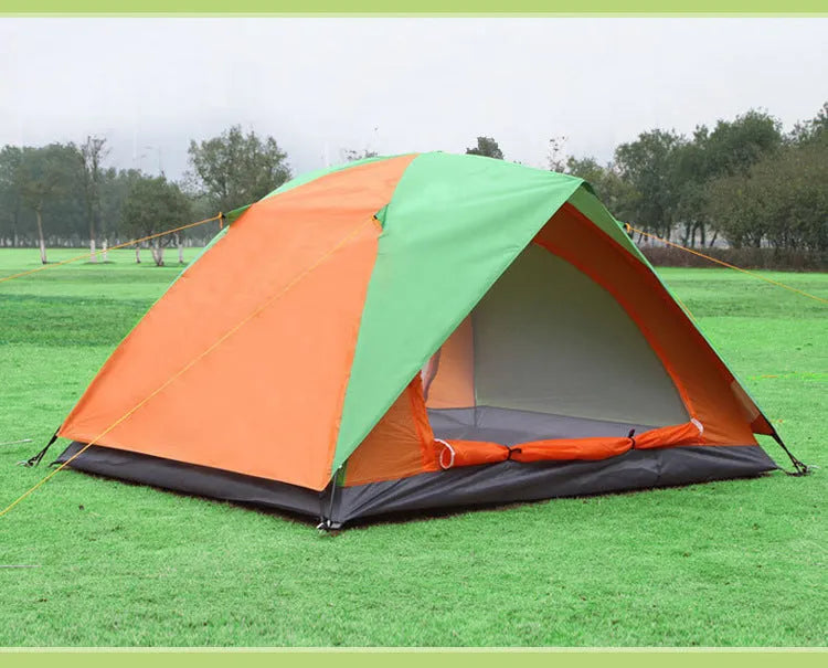 Windproof and rainproof double camping tent, 200x150x110cm, in Orange Blue or Orange Green