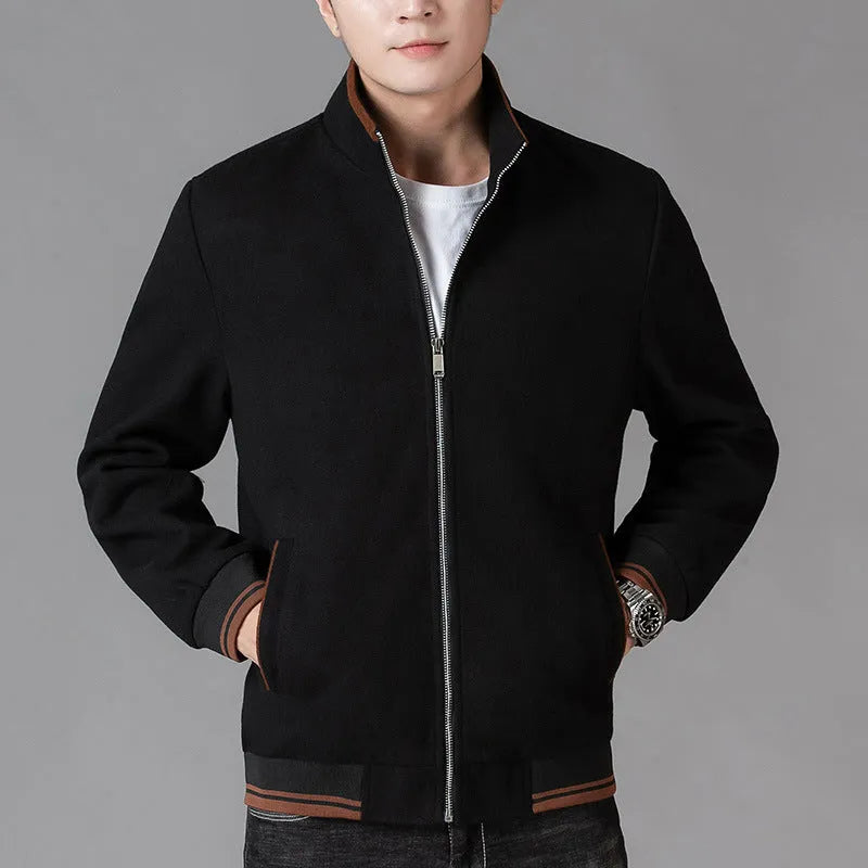 Men's grey sports-style fleece jacket with long sleeves and a stick pocket