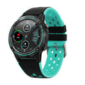 GPS smart watch with black silicone strap and toughened glass screen showing fitness tracking display