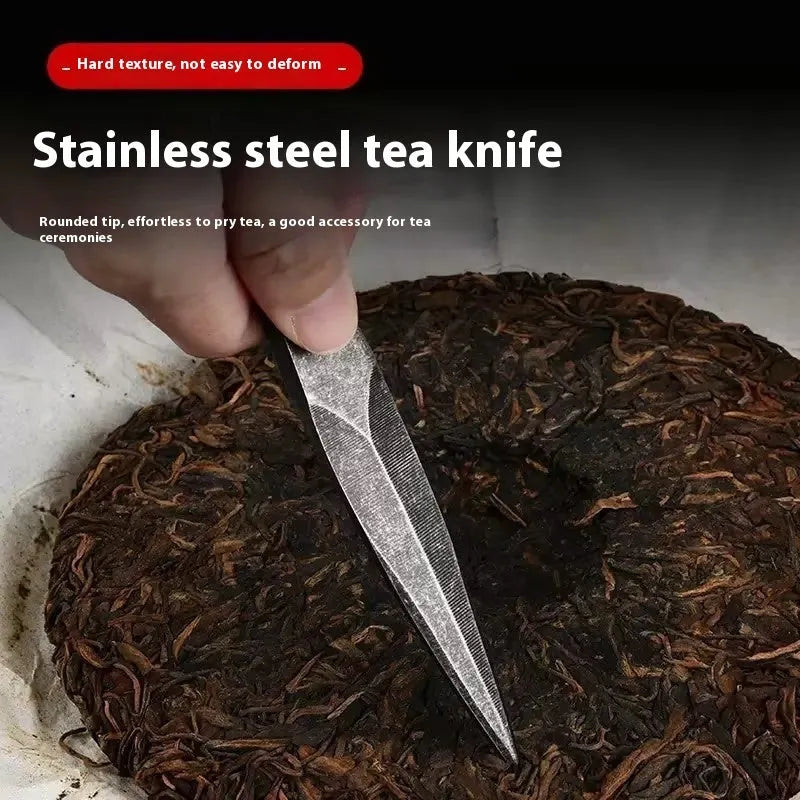 Black stainless steel tea knife hand pry tool for compressed Pu-erh tea, modern simplicity style, single tea accessory