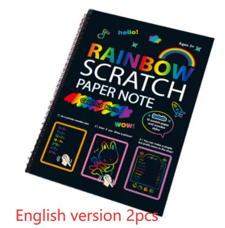 Children's large scratch art paper with scraper tool for colourful DIY painting activity.