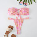 Women's floral print ring bikini swimsuit with tube top and briefs in spandex-lined polyester fabric