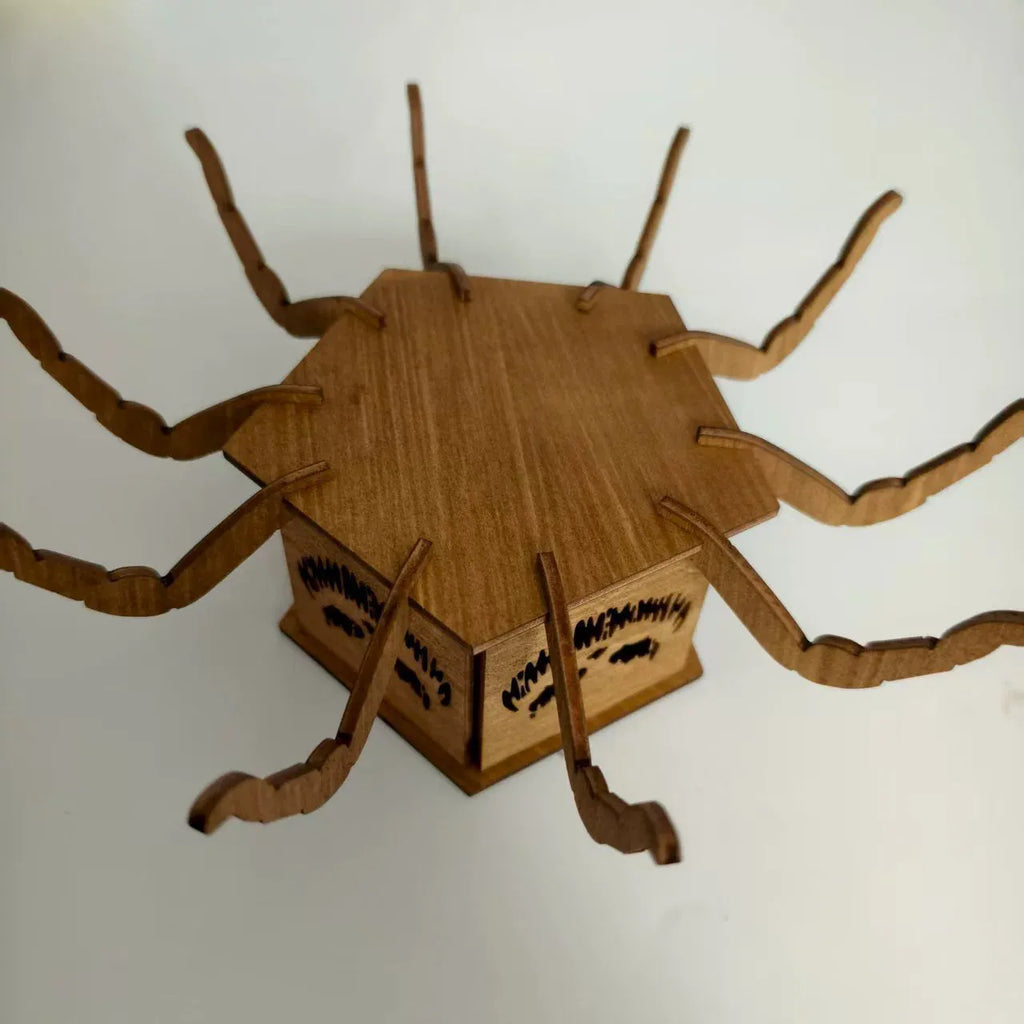 Halloween spider design wooden mini lantern candlestick decoration measuring 21cm tall